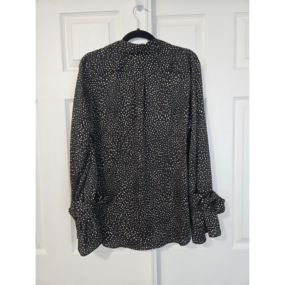 Banana Republic Dillon Shirt Polka Dot Tie Cuff Button Down Blouse Black L - Picture 4 of 7